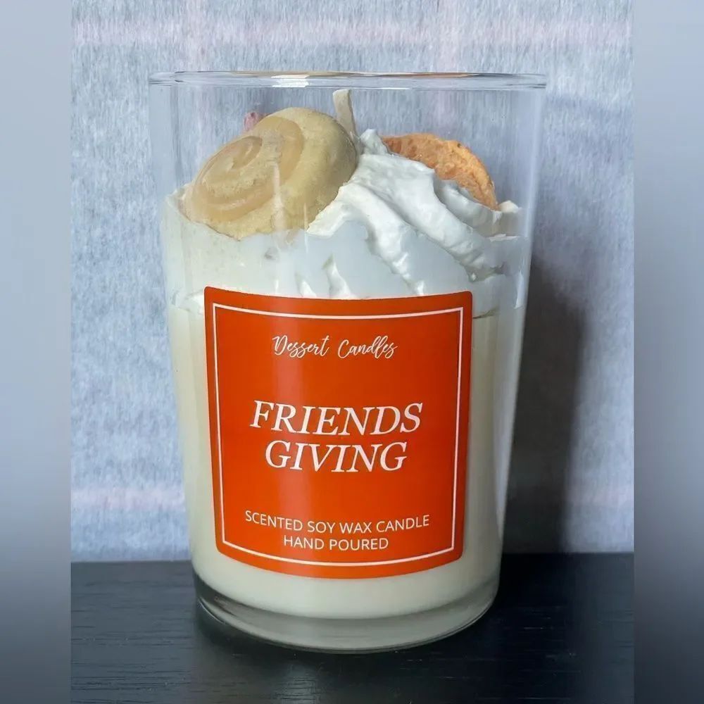 Dessert Candles Friends Giving Hand Poured Soy Wax Candle Made in Turkey